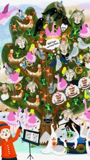 Happy Holidays from KUCD!!! 🎉🌲 On the twelth day of Christmas
my true love gave to me,
twelve drummers drumming,
eleven pipers piping,
ten lords a leaping,
nine ladies dancing,
eight maids a milking,
seven swans a swimming,
six geese a laying,
FIVE GOLDEN RINGS,
four calling birds,
three french hens,
two turtle doves,
and a partridge in a pear tree.
✨ MFA student ✨
Written & illustrated by Kristen Good
#12DaysofChristmas #MFAstudent #Illustration #StudentWork #HolidayArt