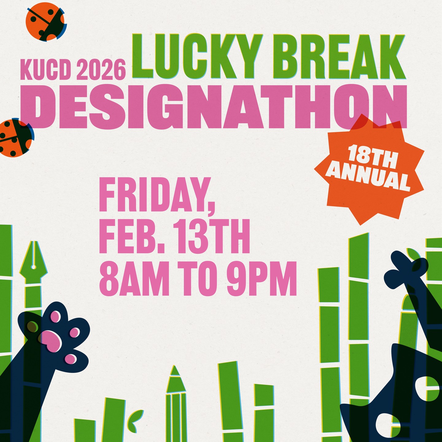 For one full day, student designers team up to create real work for real clients. Fast, focused, and full of fresh thinking. If you’re a student, this is your chance to build your portfolio, collaborate, and push your creativity further than a normal class project ever could. If you’re a business, organization, or community group, this is your opportunity to get high-quality creative work while supporting the next generation of designers.

Sign up to participate or become a client and be part of the 18th Annual Designathon with Kutztown University Communication Design. Let’s make something great together. 

Sign up form can be found on the KUCD Website!

#KUCD #Designathon #StudentDesign