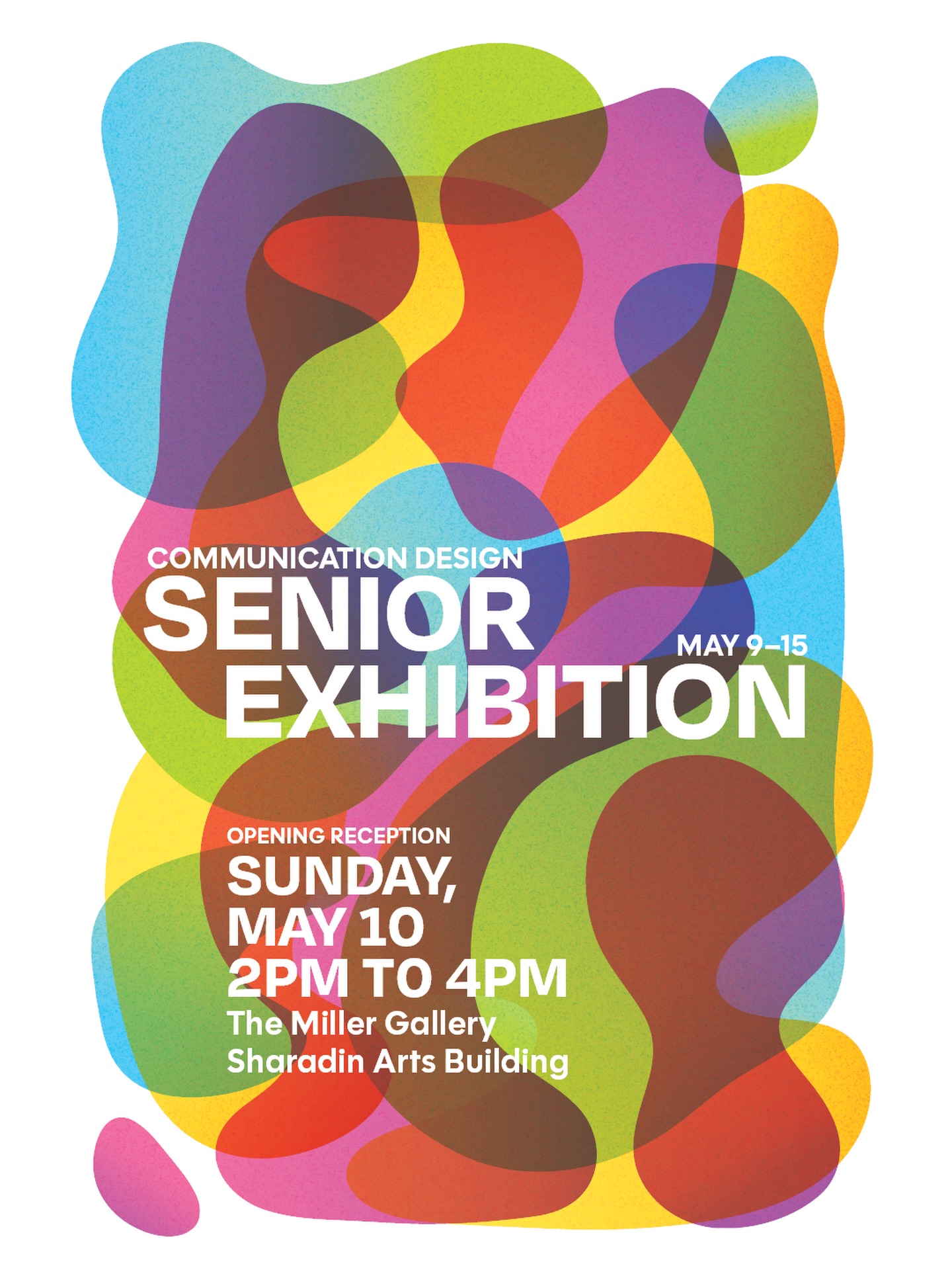 KUCD senior exhibition will be on display May 9-15 in the Miller Art Gallery - join us at 2:30 on Sunday May 10th for senior awards! There will be cake. Poster by the talented @brayden_wisner 👏