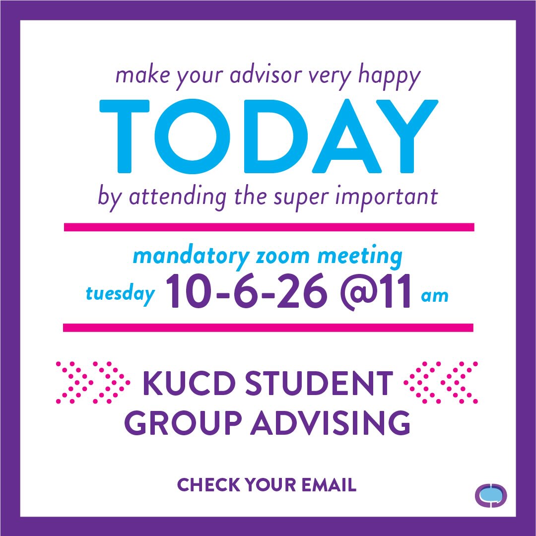 Hope you didn’t forget that advising is TODAY for all CD majors😉! Grab your lunch and log in to zoom through your email, meeting starts at 11am sharp‼️